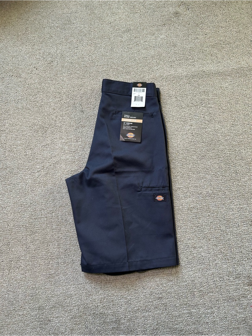 Dickies Shorts Mens 34 Navy Blue Loose Fit Twill Work 13 Inseam Cell Phone